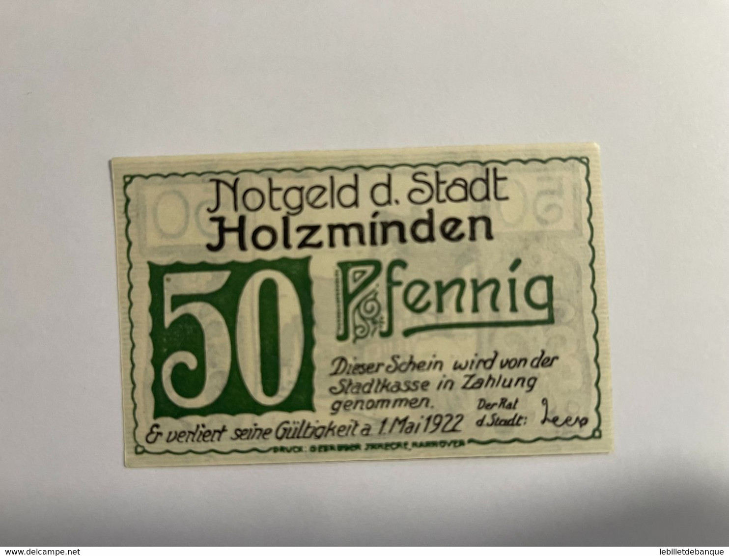 Allemagne Notgeld Holzminden 50 Pfennig - Sammlungen