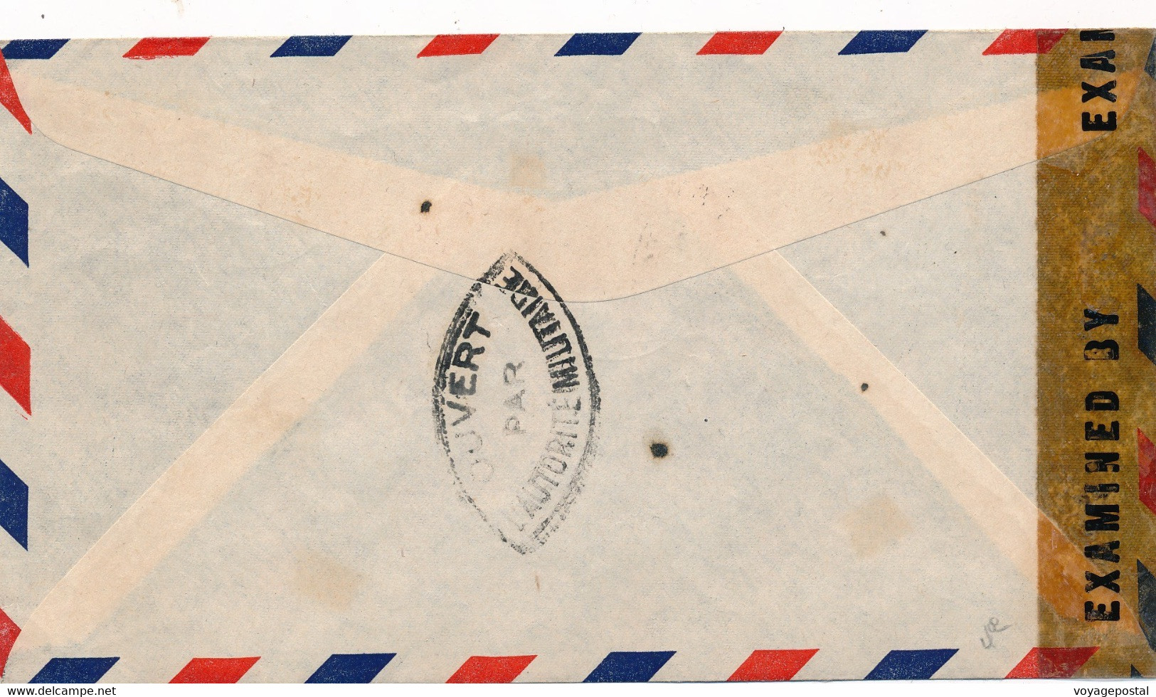 LETTRE WWII PAPEETE TAHITI 5F (PA1) FRANCE LIBRE CONTROLE POSTAL USA COVER OCEANIA - Covers & Documents