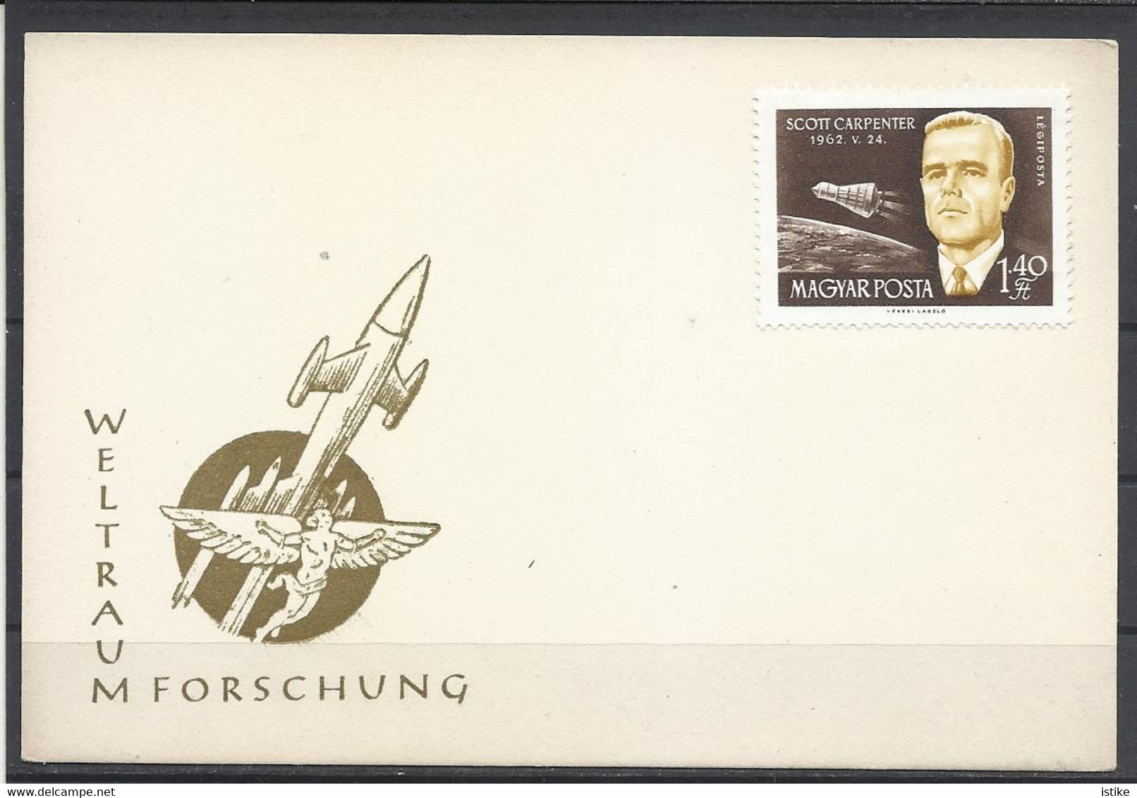 Hungary, "Weltraum Forschung", Space-Exploration, Scott Carpenter, Airmail Stamp, 1962. - Lettres & Documents