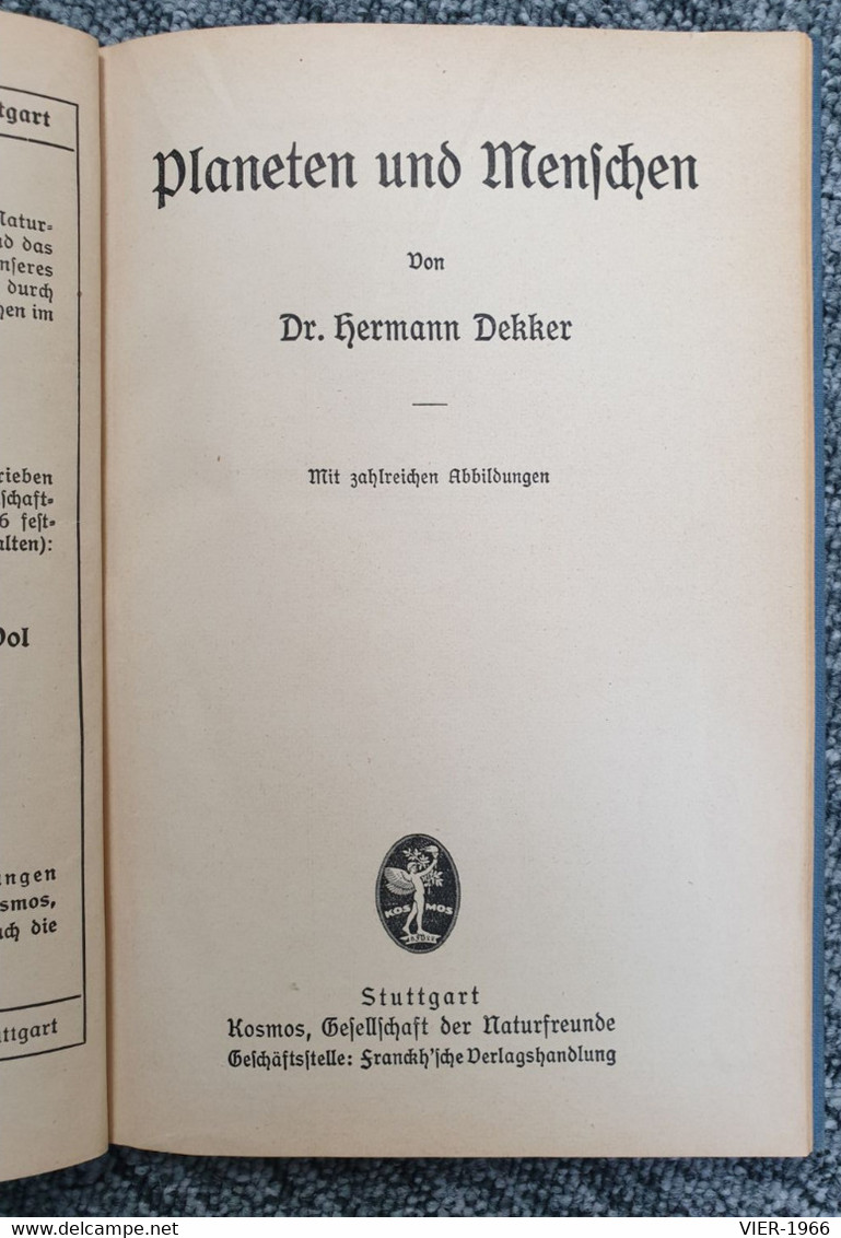 Planeten Und Menschen, Dr. Hermann, Kosmos-Bändchen, Stuttgart 1928 - Original Editions