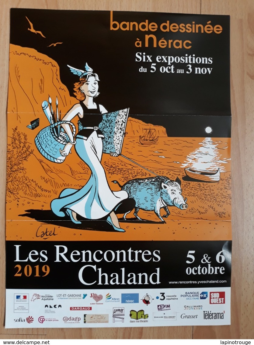 Affiche CATEL Festival BD Nérac 2019 (Le Roman Des Goscinny Astérix... - Afiches & Offsets