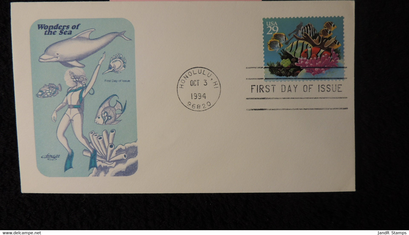 USA 1994 FDC Wonders Of The Sea Marine Life Dolphin Fish Honolulu Postmark - 1991-2000