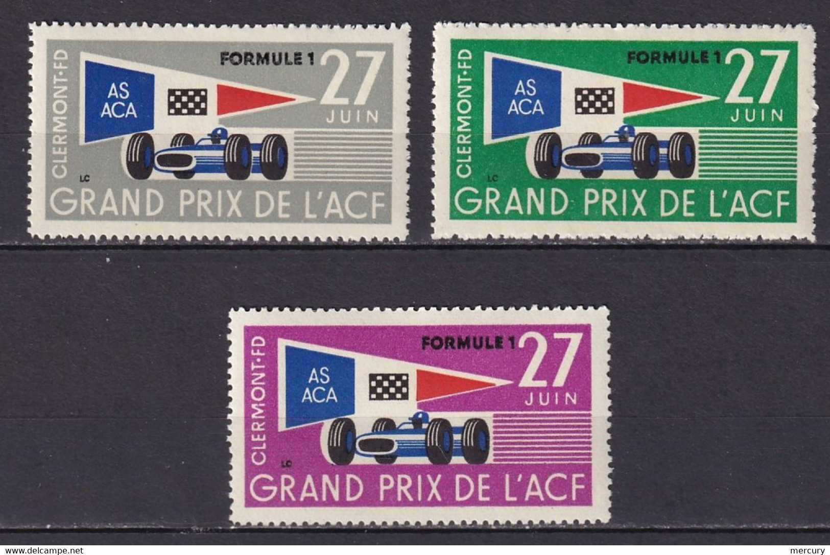 3 Vignettes Du Grand Prix De L'Automobile Club De France à Clermont-Ferrand Le 27 Juin 1965 - Sport