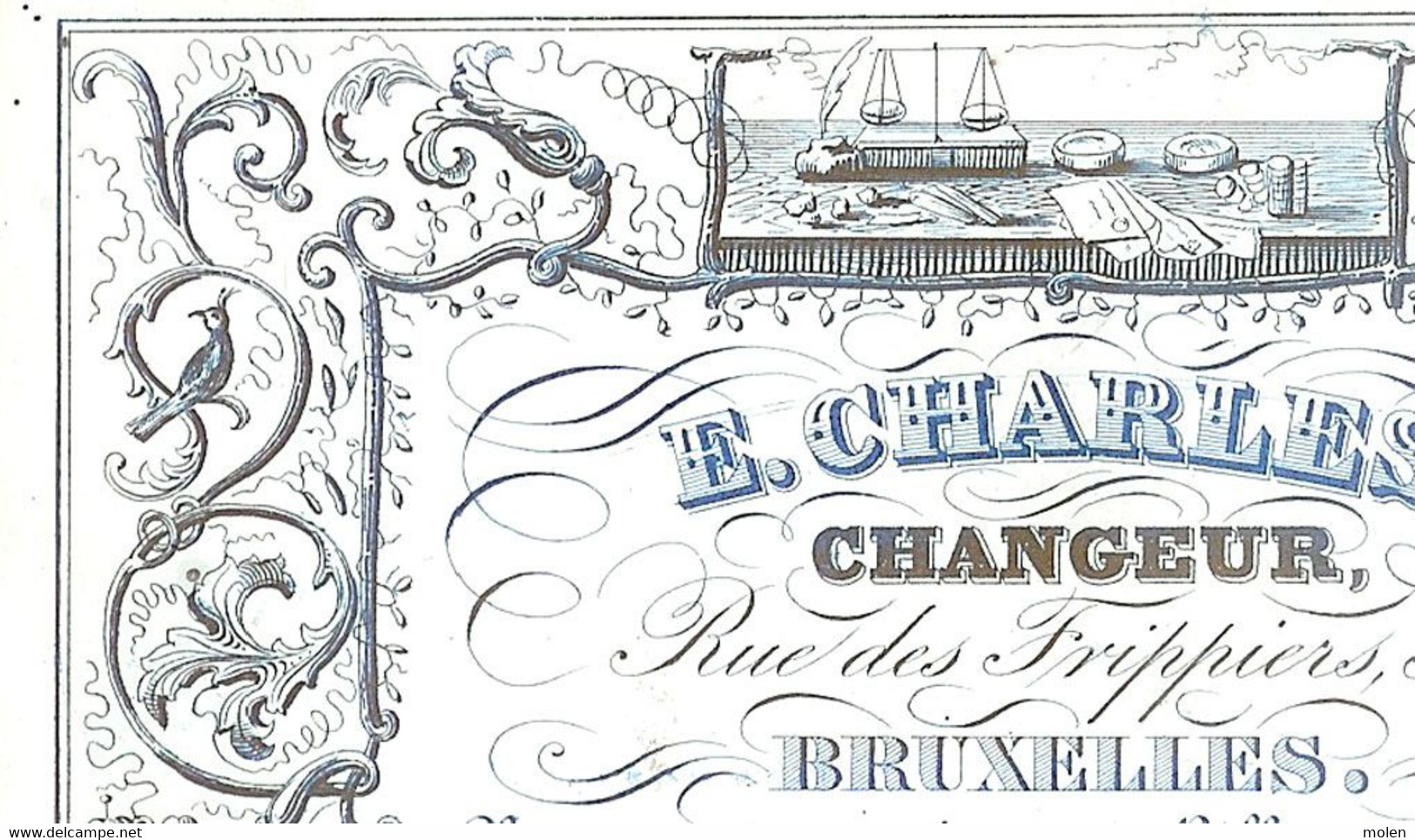 ©ca1850 BRUXELLES CHANGEUR MONNAIE AGENT DE CHANGE CHARLES CARTE PORCELAINE PORSELEINKAART BANQUIER BANQUE        840 - Bank En Verzekering