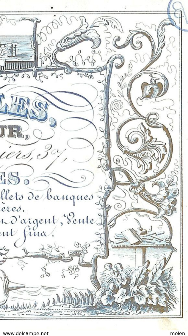 ©ca1850 BRUXELLES CHANGEUR MONNAIE AGENT DE CHANGE CHARLES CARTE PORCELAINE PORSELEINKAART BANQUIER BANQUE        840 - Bank En Verzekering