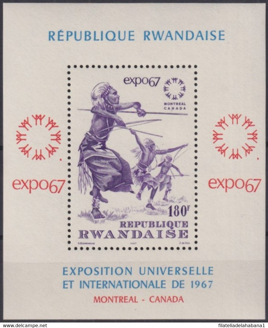 F-EX31781 RWANDA MNH 1967 CANADA MONTREAL ART ETHNIC WARRIOR. - 1967 – Montréal (Canada)