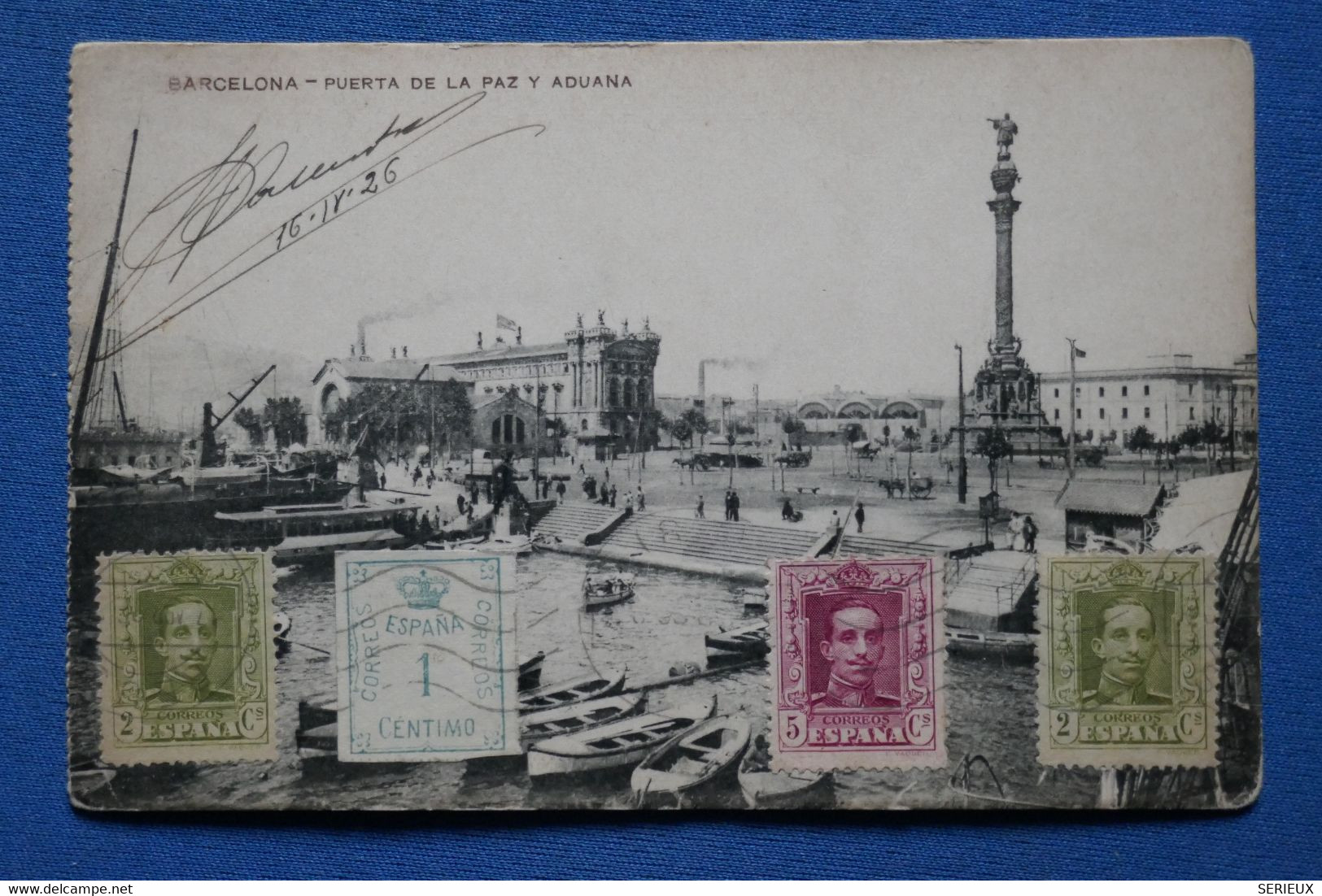 AR16 ESPANA  BELLE CARTE RARE  1926 BARCELONA REUS  POUR PRAGA  TCHECOS.  +IMPRESSIONS   +AFFRANCH. PLAISANT - Lettres & Documents