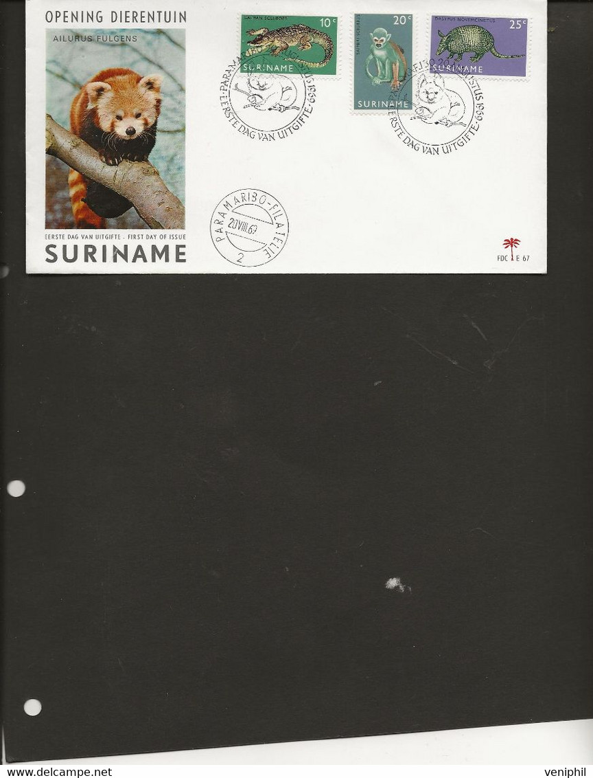 SURINAM - FDC AFFRANCHIE N° 496 A 498 -ANIMAUX-ANNEE 1969 - Surinam