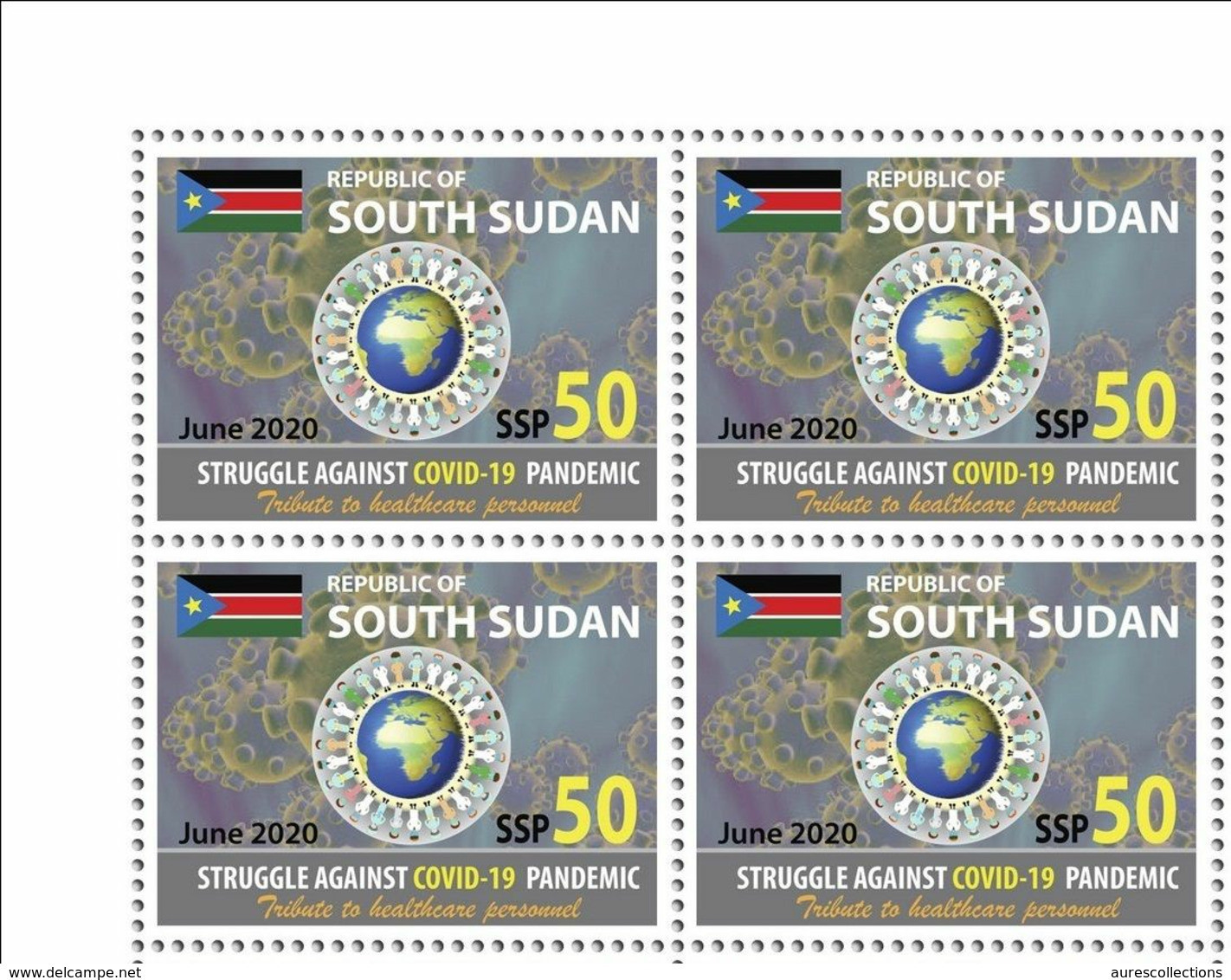 SOUTH SUDAN 2020 - SET OF BLOCKS OF 4 - JOINT ISSUE - COVID-19 PANDEMIC PANDEMIE CORONA CORONAVIRUS - EXTREMLY RARE MNH - Sudán Del Sur