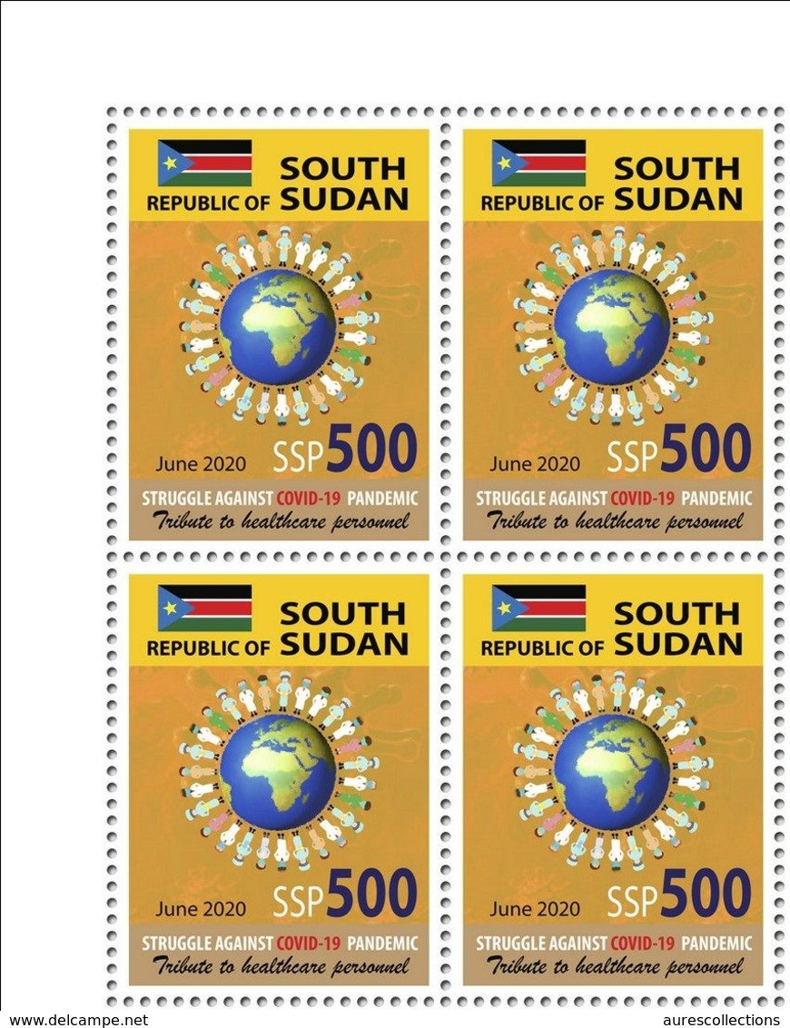 SOUTH SUDAN 2020 - SET OF BLOCKS OF 4 - JOINT ISSUE - COVID-19 PANDEMIC PANDEMIE CORONA CORONAVIRUS - EXTREMLY RARE MNH