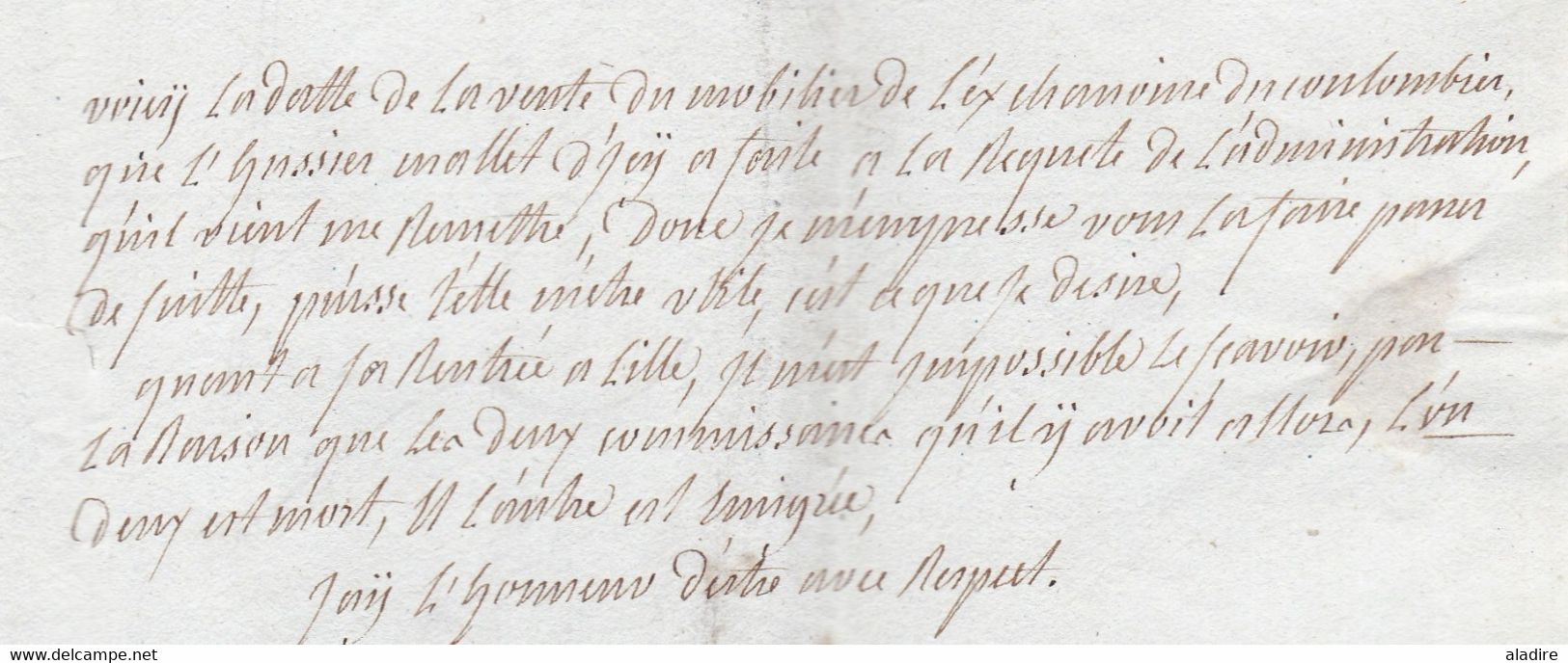 1799 - An 7 - Marque Postale 57 LILLE Sur Lettre Pliée Avec Correspondance Vers SAINT OMER, Pas De Calais - 1701-1800: Precursori XVIII