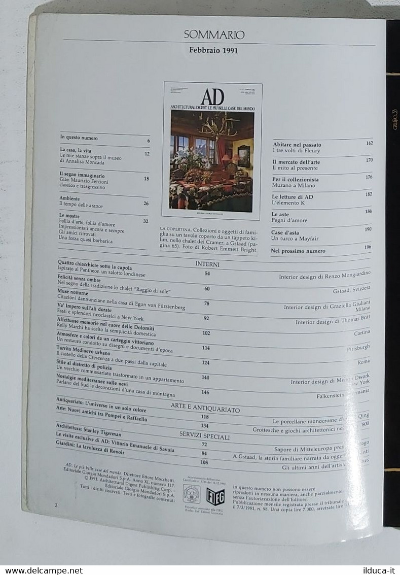 I103290 AD Architectural Digest- A. XI N. 117 1991 - Art, Design, Decoration