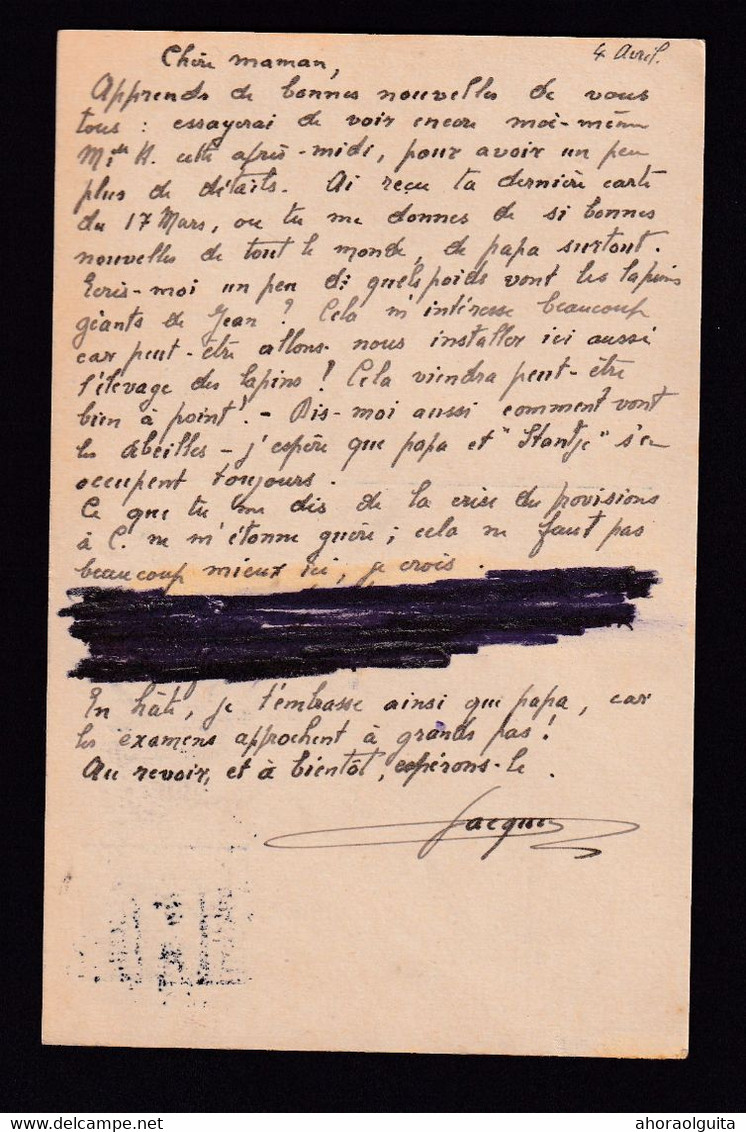 DDBB 265 A -- BRUGGE - Entier Germania Etapes 1916 De BRUGES à COURTRAI - Texte Caviardé Par La Censure Allemande - OC26/37 Etappengebied.