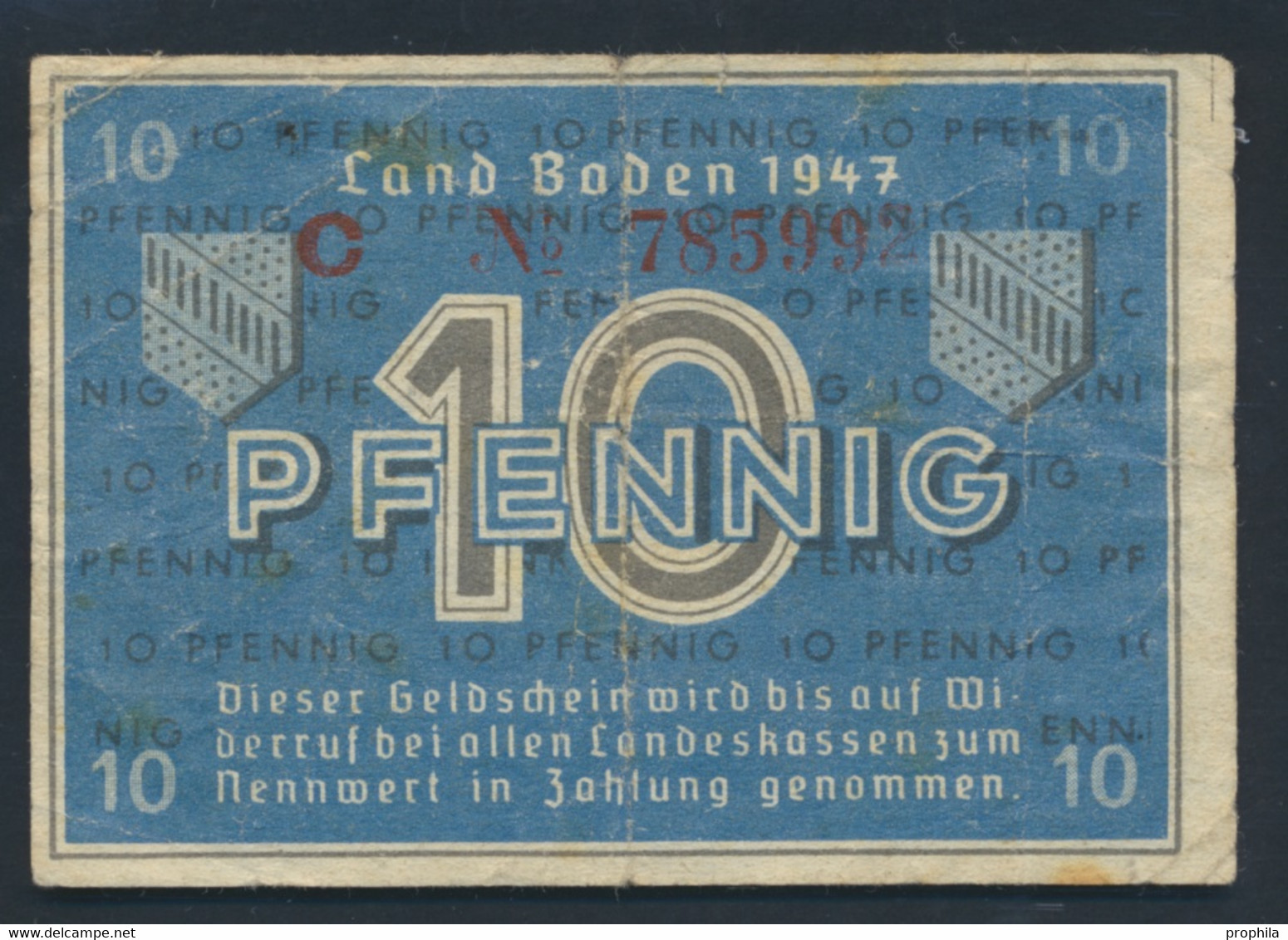 Franz. Zone-Baden Rosenbg: 209d, No KN 6stellig Landesregierung Baden Gebraucht (III) 1947 10 Pfenning (9227882 - Autres & Non Classés