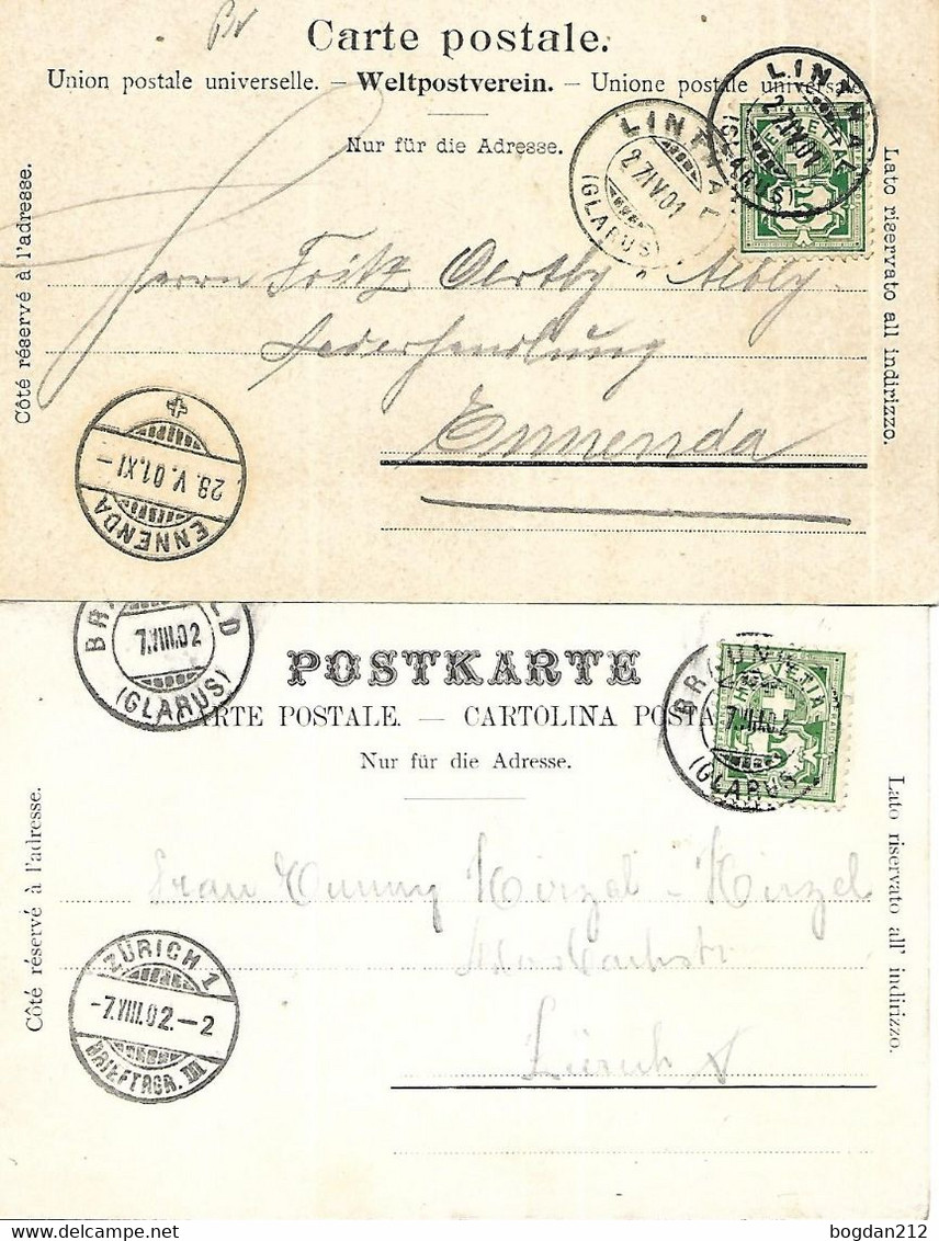 1901/02 - Linthal Vom Bad Stachelberg , 2Stk. Gute Zustand, 2 Scan - Linthal