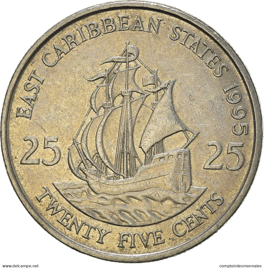 Monnaie, Etats Des Caraibes Orientales, 25 Cents, 1995 - British Caribbean Territories