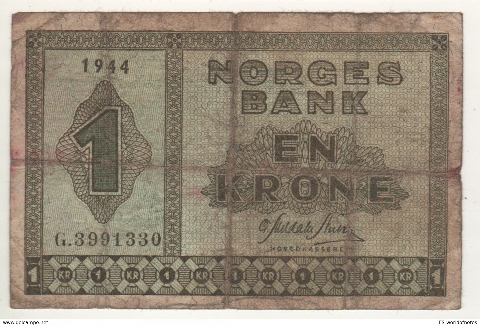 NORWAY  1 Krone   P15a   Dated 1944 - Norwegen