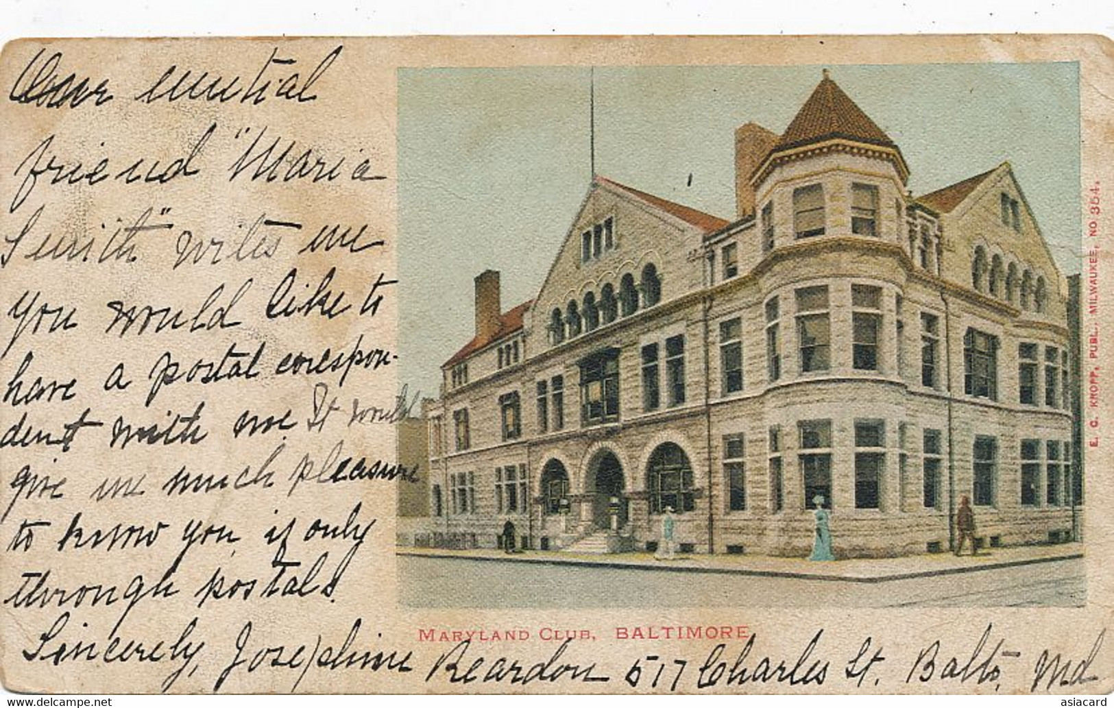 Maryland Club , Baltimore  P. Used 1902 Arlington And So. Balto To Sara De La Vega Vedado Cuba - Baltimore