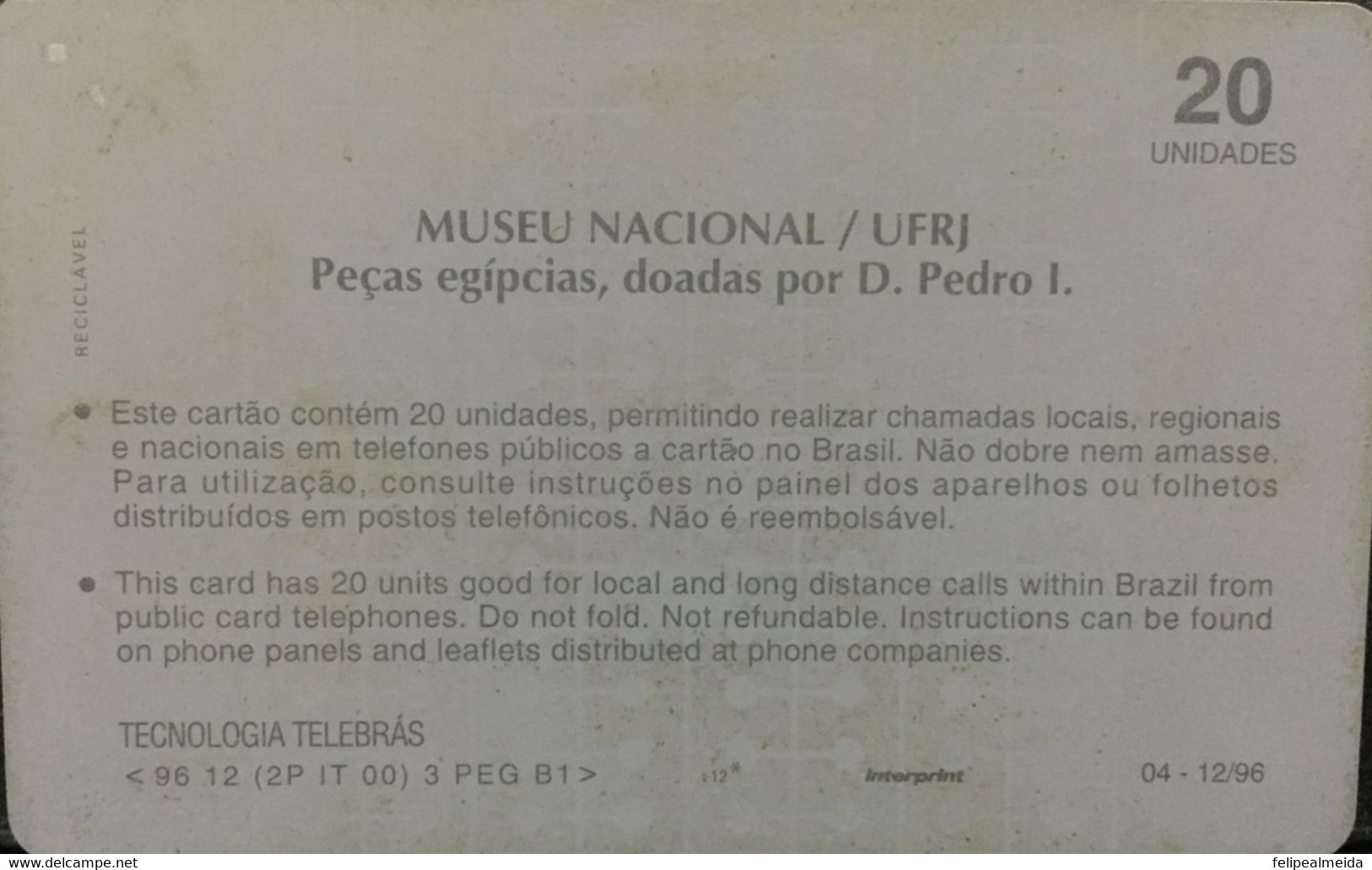 Phone Car Manufactured By Telebras In 1996 - Egyptian Pieces Donated By Don Pedro 1st - National Museum - Federal Univer - Culture