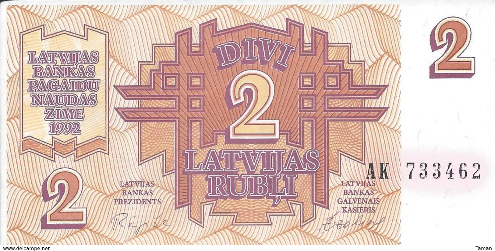 LETTONIE   -  2  Roubles   1992   -- UNC -- - Lettonie