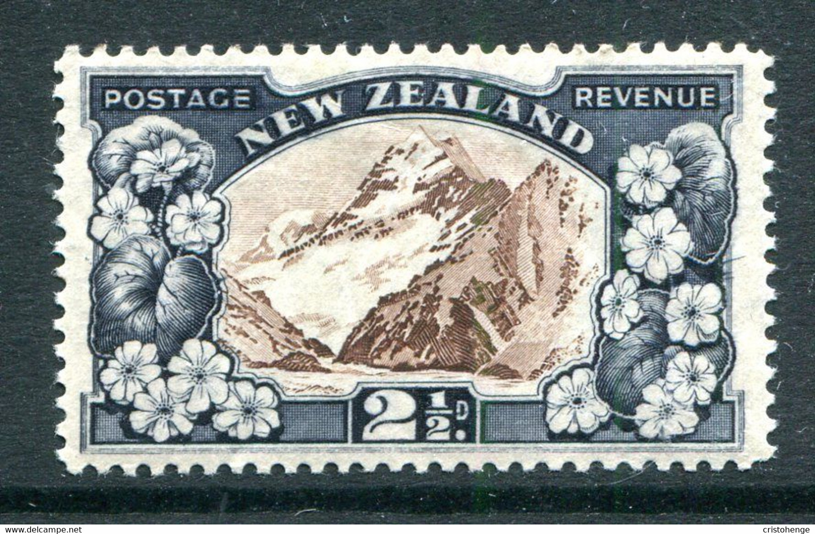 New Zealand 1935-36 Pictorials - Single Wmk. - 2½d Mt. Cook - P.13½ X 14 HM (SG 560b) - Unused Stamps