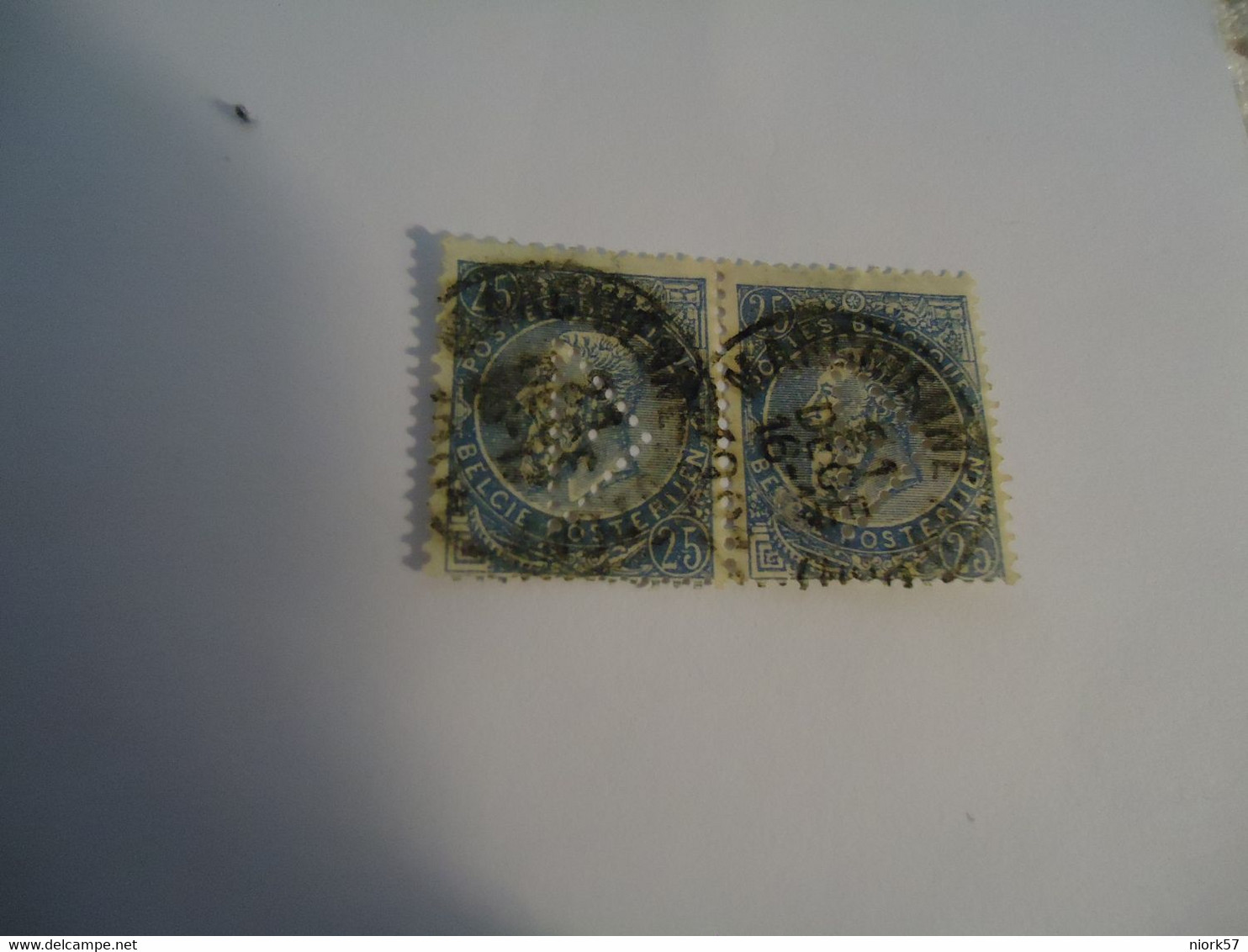 BELGIUM   USED PAIR   STAMPS WITH PERFINS   2 SCAN - Zonder Classificatie