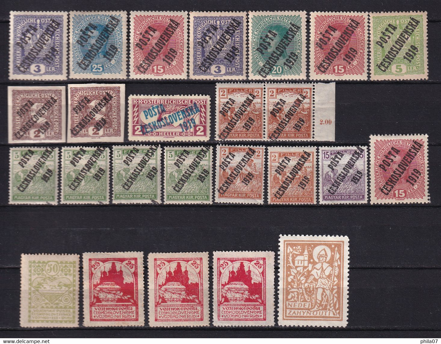 Czechoslovakia Mail - Lot Of Provisional Stamps And Stamps Of Czechoslovakia Military In Russia. - Autres & Non Classés