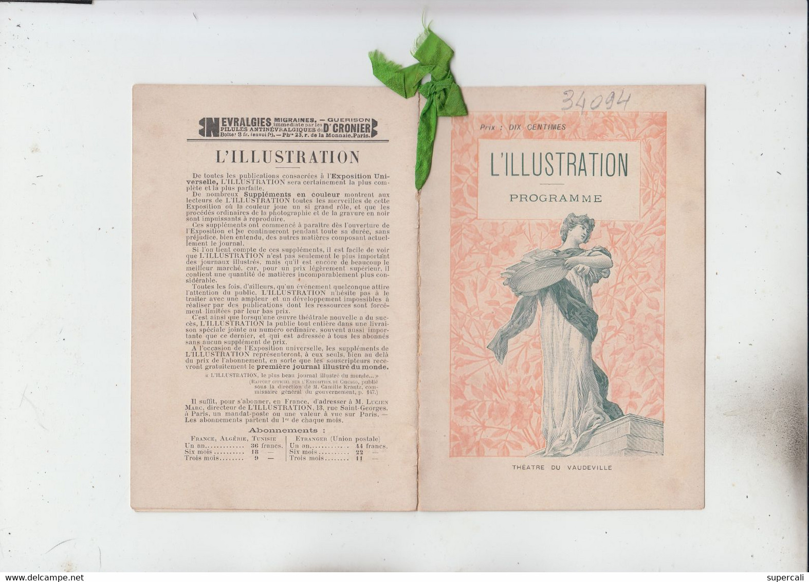 RT34.094  L'ILLUSTRATION. PROGRAME THEATRE DU VAUDEVILLE 1900 FALGUIERE - Newspapers - Before 1800