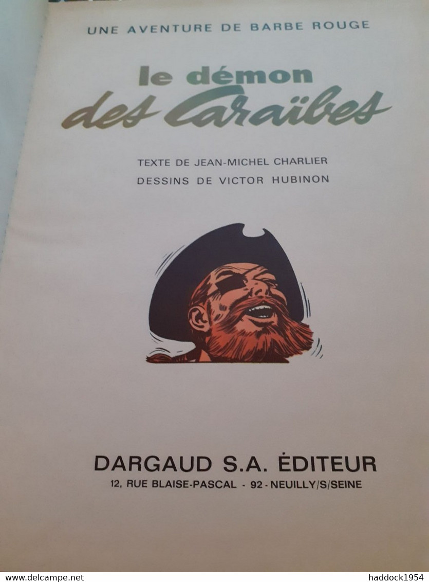 Le Démon Des Caraibes BARBE ROUGE CHARLIER HUBINON Dargaud 1968 - Barbe-Rouge