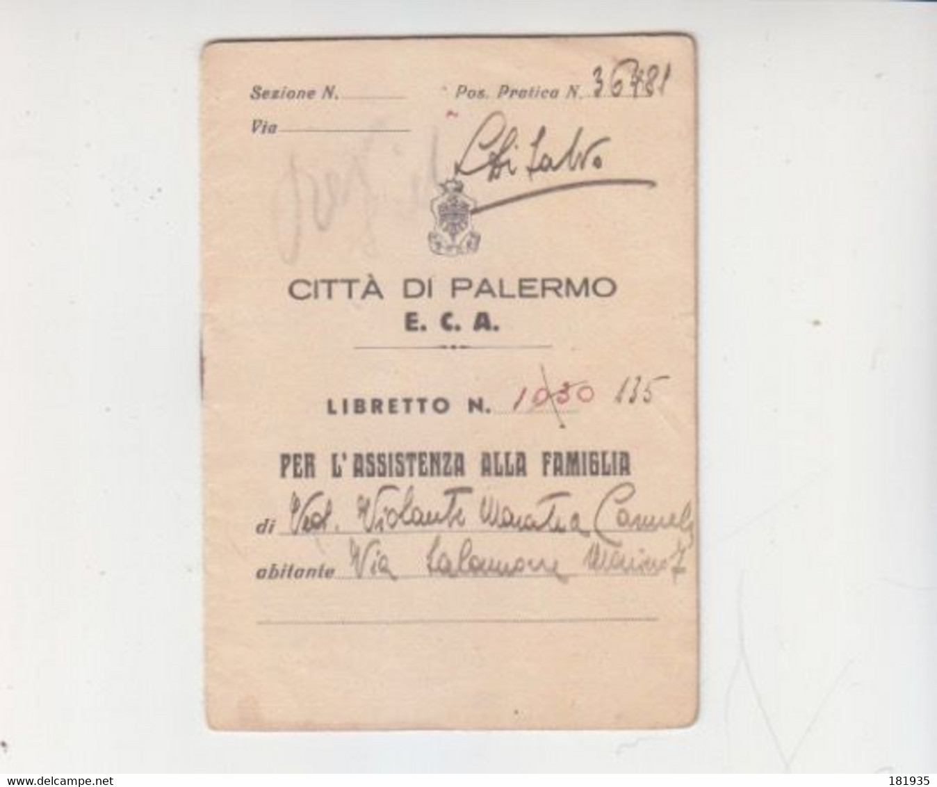 Amgot Libretto Assistenza 1944- Italy Italia - Anglo-american Occ.: Naples