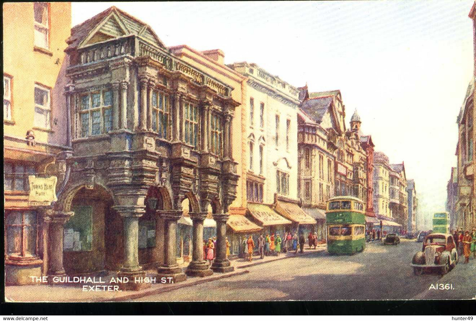 Exeter The Guildhall And High Street Bus Valentine's 1953 - Exeter