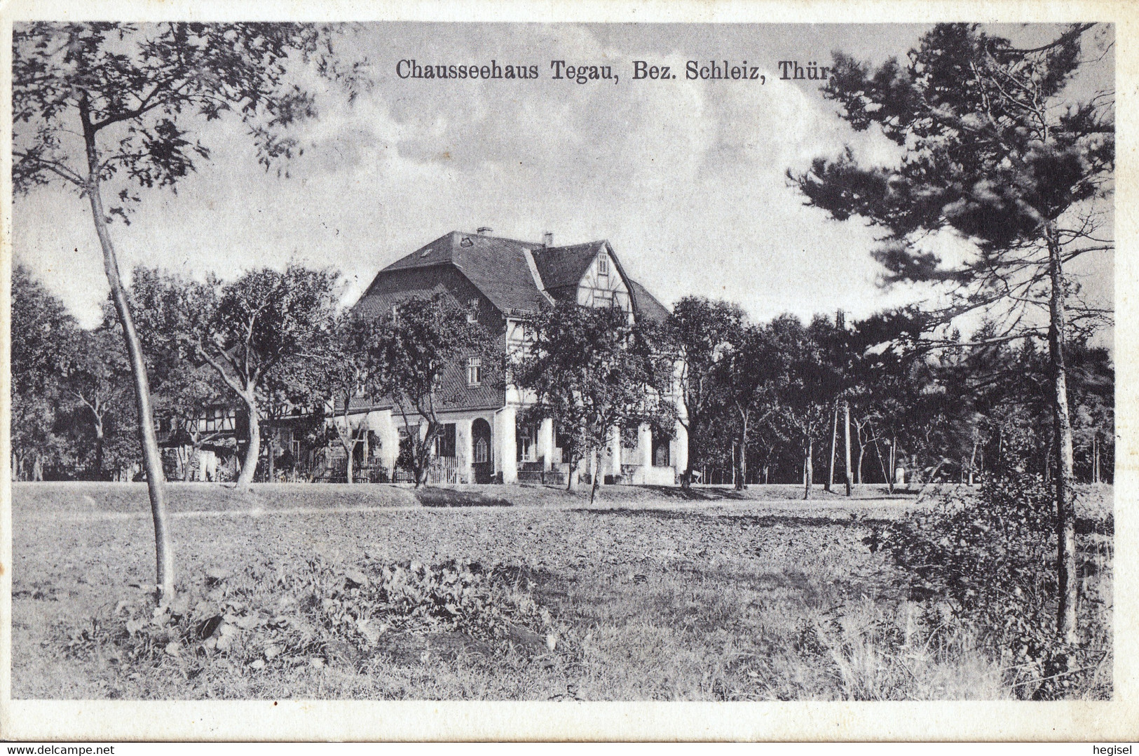 1938, DDR, Chaussee - Haus  "Tegau", Post  Moßbach, Bezirk Schleiz, Thüringen - Schleiz