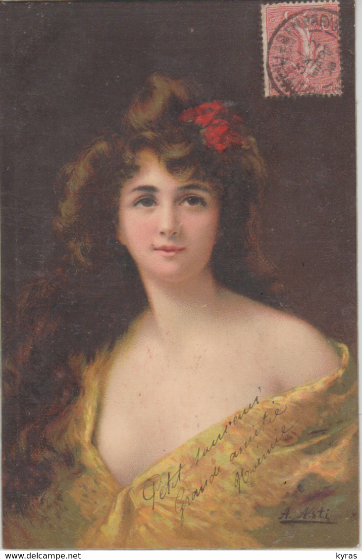 Illustr. A. ASTI. Portrait De Jeune Femme Au Ruban Rouge - Asti
