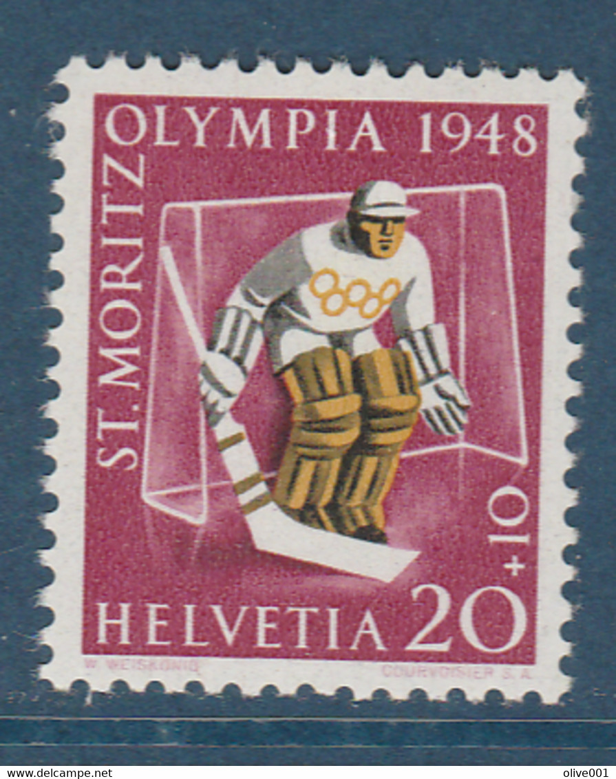 Suisse Timbre De 1948 _Jeux Olympiques D'hiver De St. Moritz -MI N° 494 MNH ** - Hiver 1948: St-Moritz