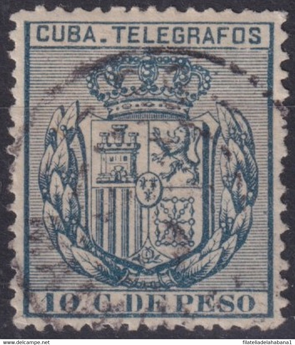 1896-276 CUBA ANTILLAS SPAIN TELEGRAPH TELEGRAFOS 1896 10c USED. - Préphilatélie