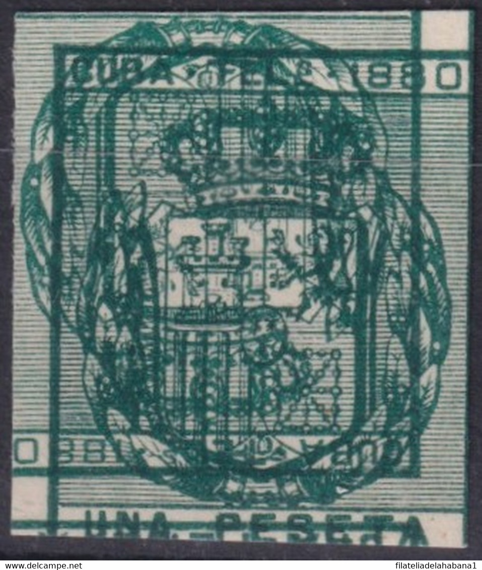 1880-176 CUBA ANTILLAS SPAIN TELEGRAPH TELEGRAFOS 1880 1 Ptas IMPERF PROOF MACULATURA. - Préphilatélie