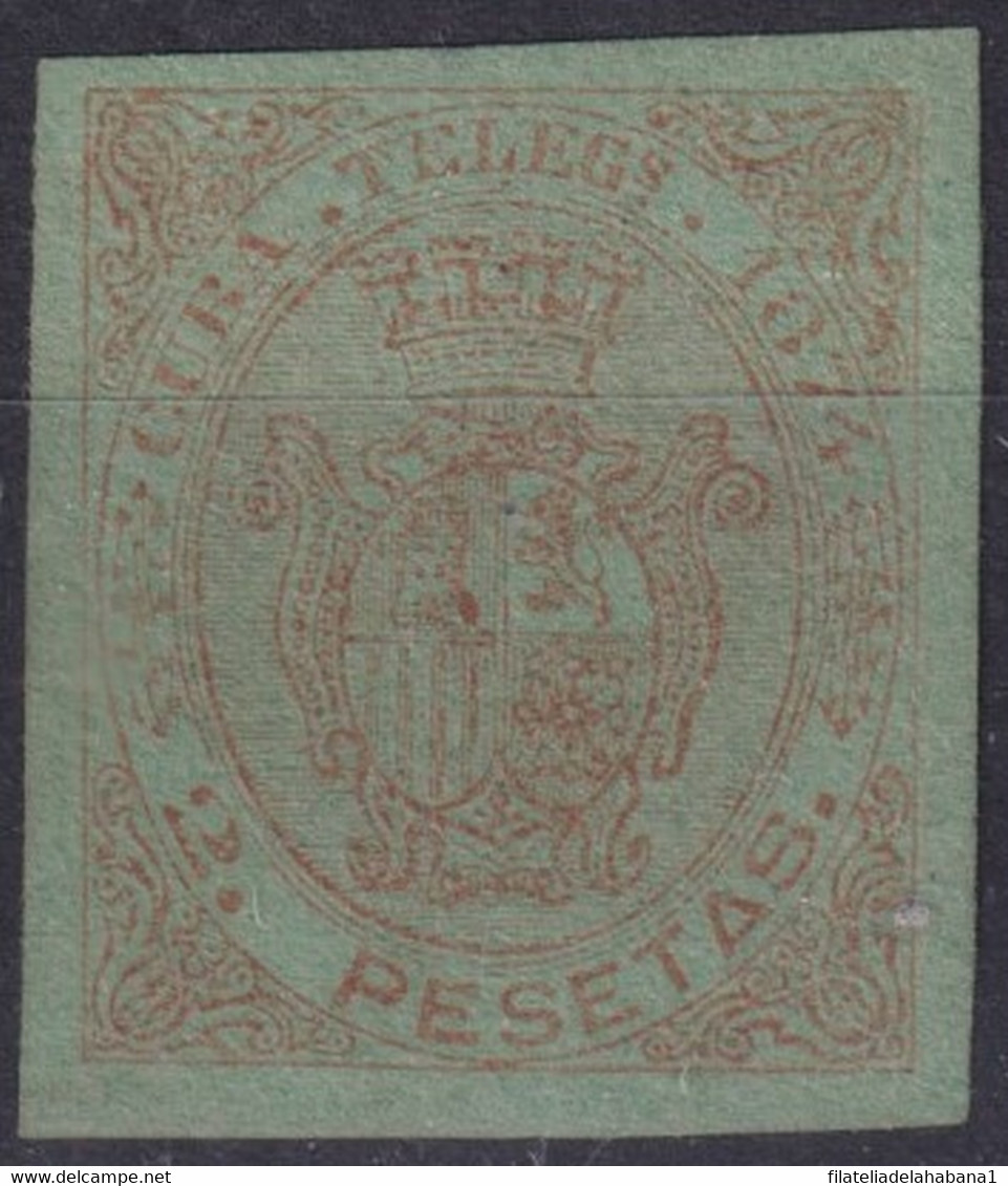 1874-91 CUBA ANTILLAS SPAIN TELEGRAPH TELEGRAFOS 1874 2 Ptas IMPERF COLOR PROOF - Préphilatélie