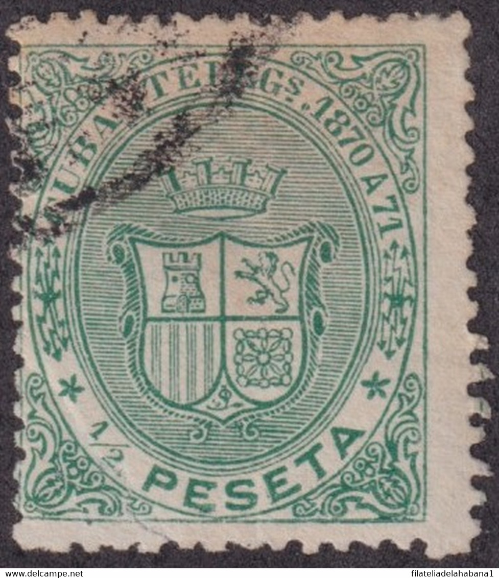 1870-76 CUBA ANTILLAS SPAIN TELEGRAPH TELEGRAFOS 1870-71 ½ Pta USED NO REPORTED. - Préphilatélie