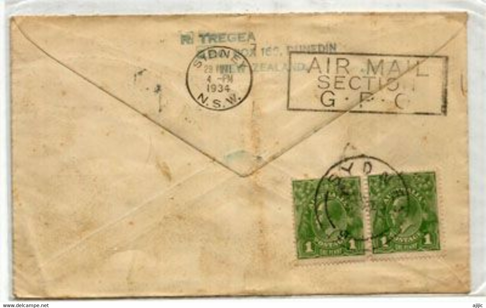 TRANS TASMAN AIR MAIL  FLIGHT (per "SOUTHERN-CROSS" VH-USU), Charles Kingsford Smith,Pilot. 29 Mar 1934 (RARE-SCARCE) - Lettres & Documents