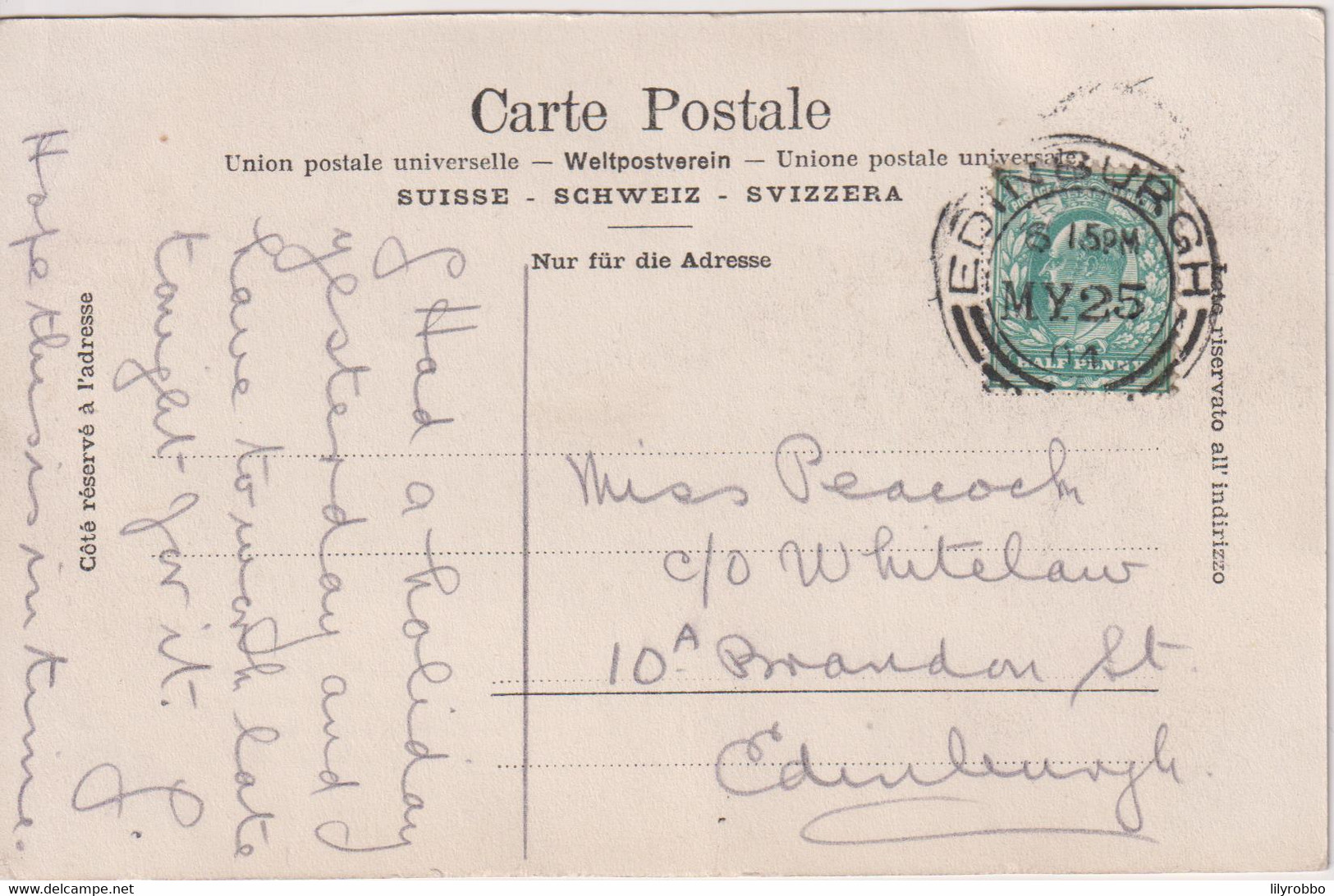 SWITZERLAND - Lac De Walenstadt -  VG Edinburgh UK Postmark 1904 - Walenstadt