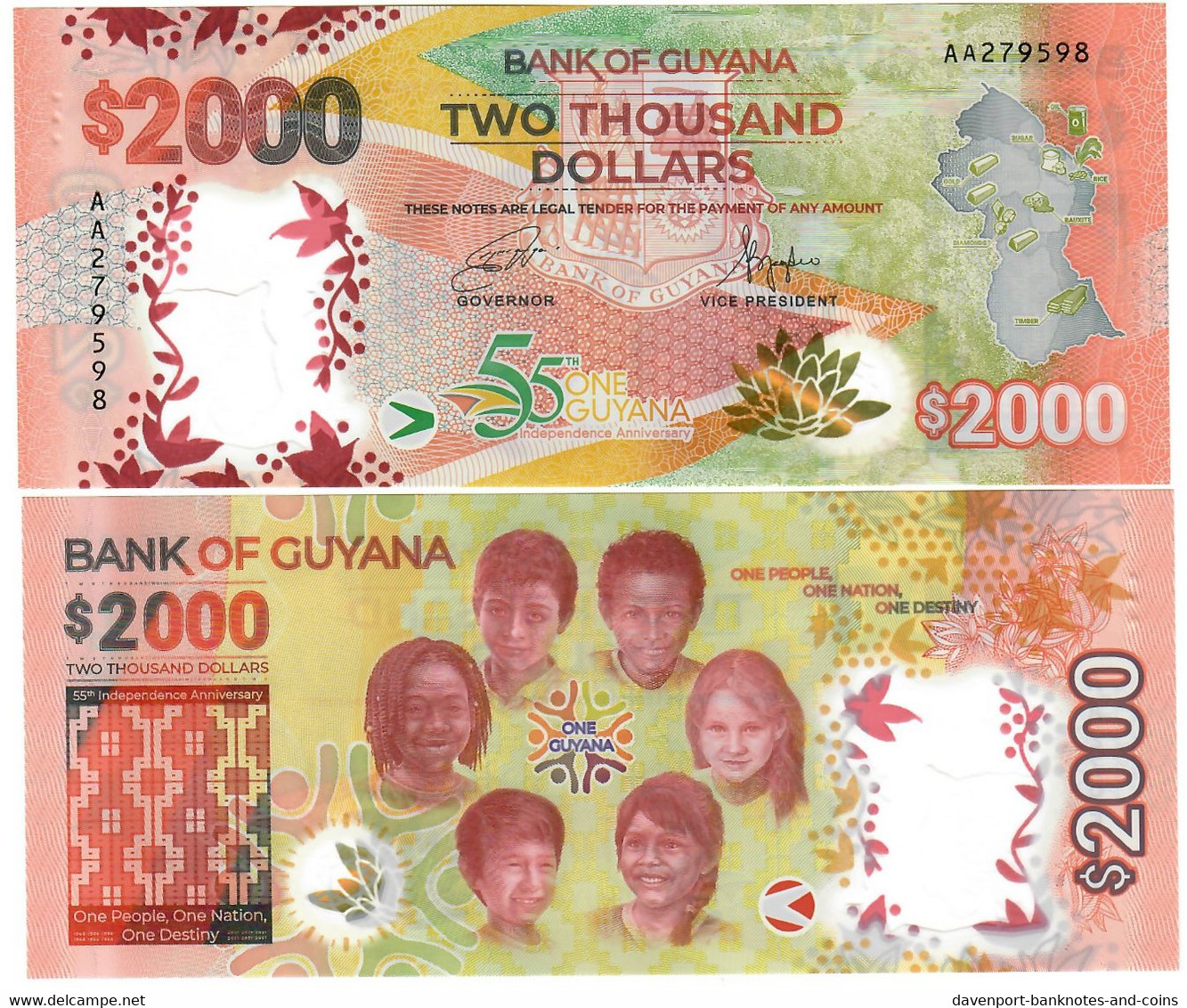 Guyana 10x 2000 Dollars 2022 UNC - Guyana