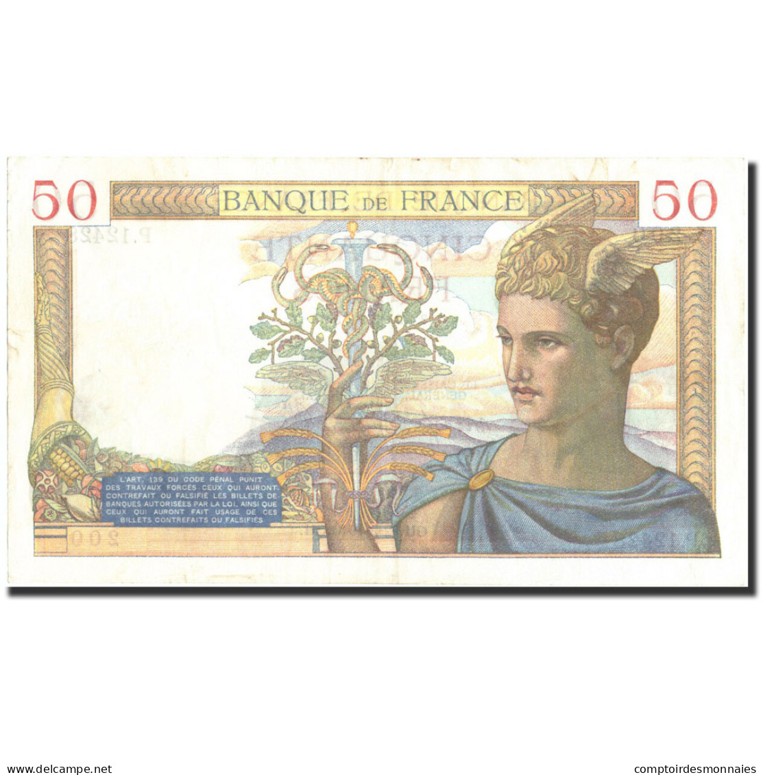 Billet, France, 50 Francs, 50 F 1934-1940 ''Cérès'', 1940, 1940-02-22, SUP - 50 F 1934-1940 ''Cérès''