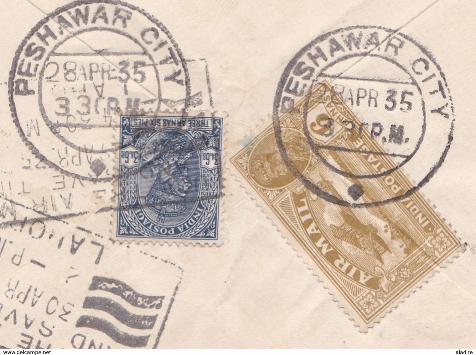 1935 - Enveloppe PAR AVION De PESHAWAR Vers WEISENBURG, Allemagne - USE THE AIR MAIL Ad - 1911-35 King George V