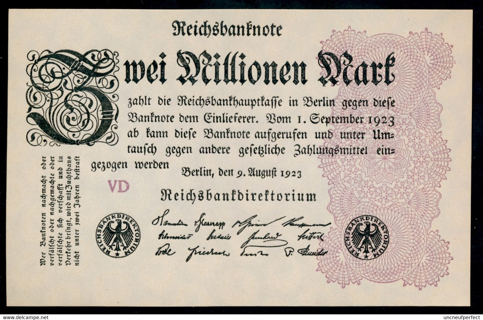 Pick104b Ro103c DEU-116c  2 Million Mark 1923 UNC NEUF - 2 Mio. Mark