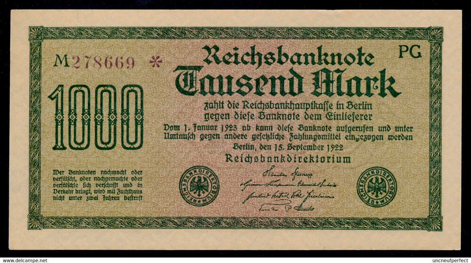 Pick76d Ro75k DEU-84c  1000 Mark 1922 ** UNC NEUF - 1000 Mark