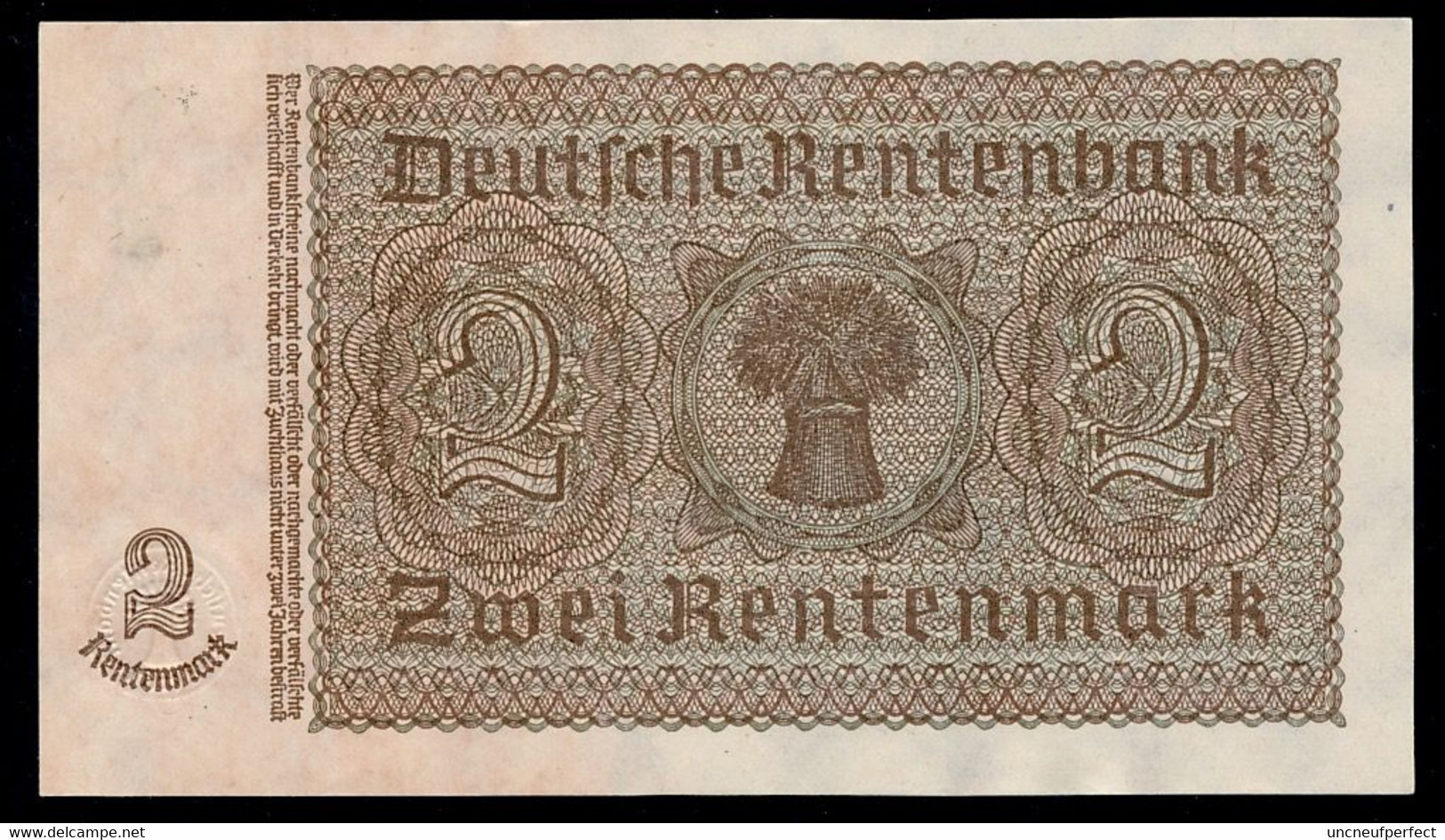 P174b Ro167c DEU-223c  2 Rentenmark 1937 UNC NEUF! - 2 Rentenmark