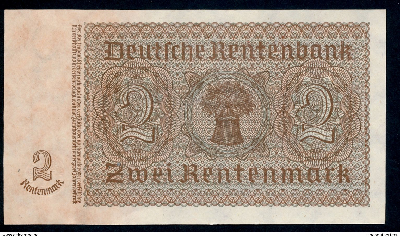 P174b Ro167b DEU-223b 2 Rentenmark 1937 UNC NEUF! - 2 Rentenmark