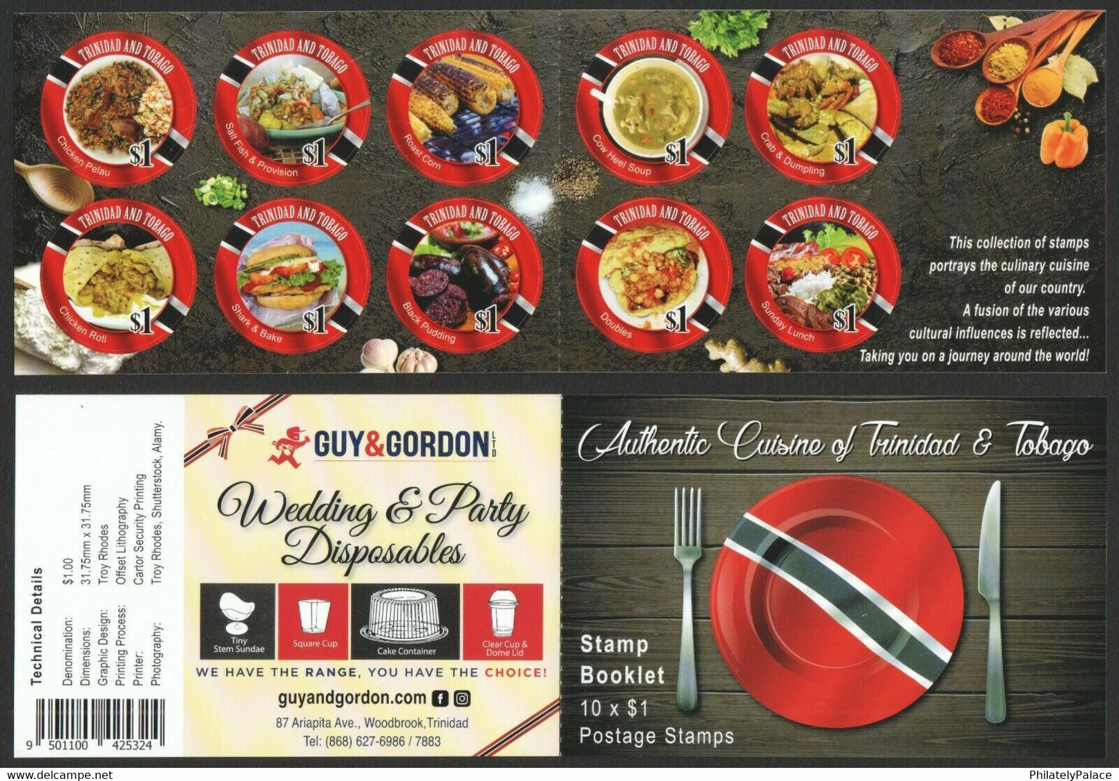 TRINIDAD & TOBAGO 2021 AUTHENTIC LOCAL CUISINE FOOD GASTRONOMY SELF ADHESIVE BOOKLET OF 10 STAMP MNH (**) - Nuevos