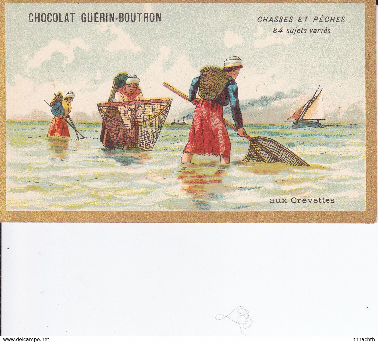 Chromo CHOCOLAT GUERIN BOUTRON - Chasses Et Pêches Crevettes - Guerin Boutron