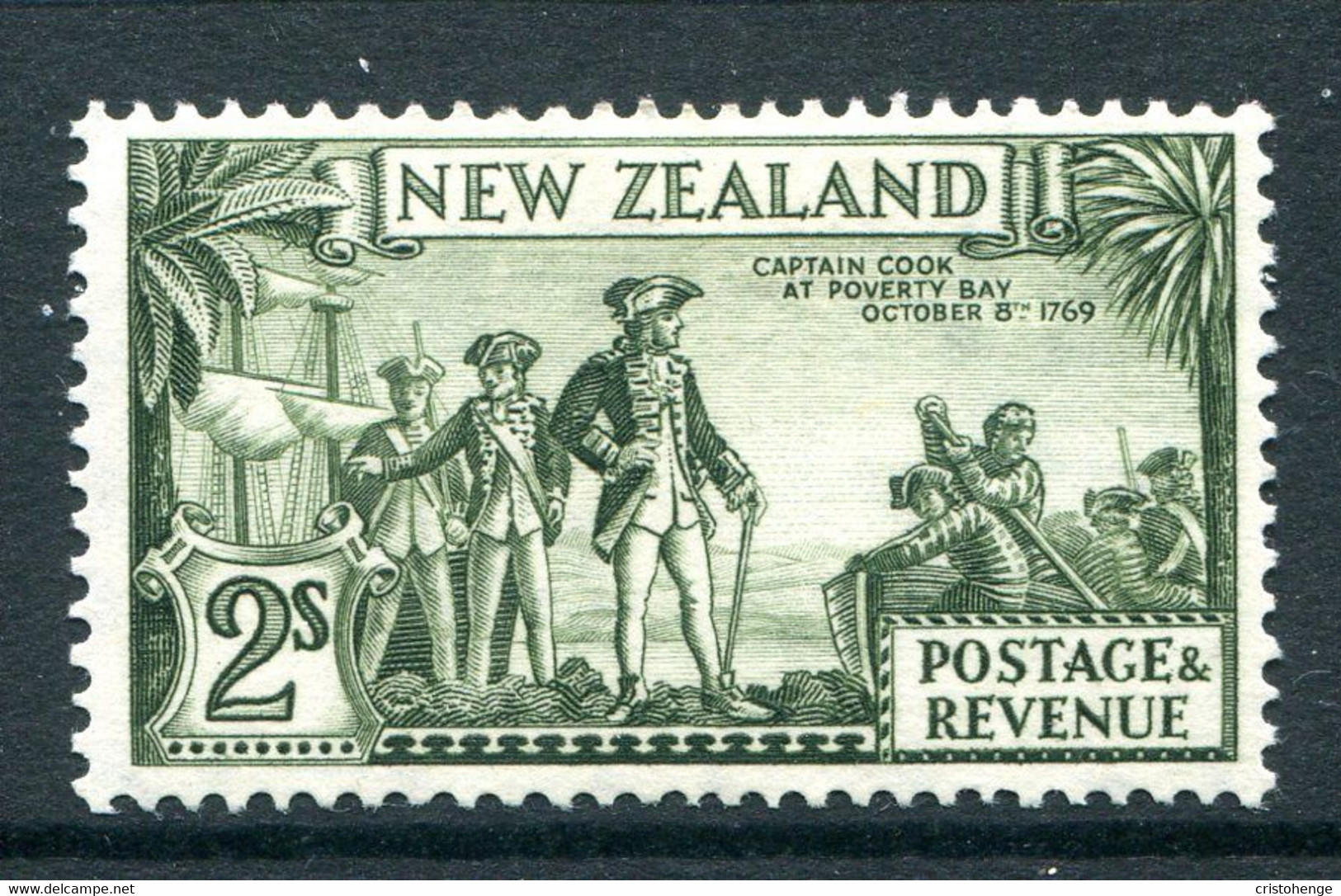 New Zealand 1936-42 Pictorials - Mult. Wmk. - 2/- Captain Cook - P.13-14 X 13½ - HM (SG 589) - Nuevos